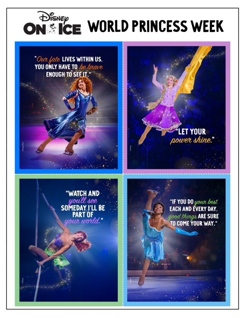 <em>Disney On Ice</em> World Princess Group graphic with quotes from various Disney Princesses