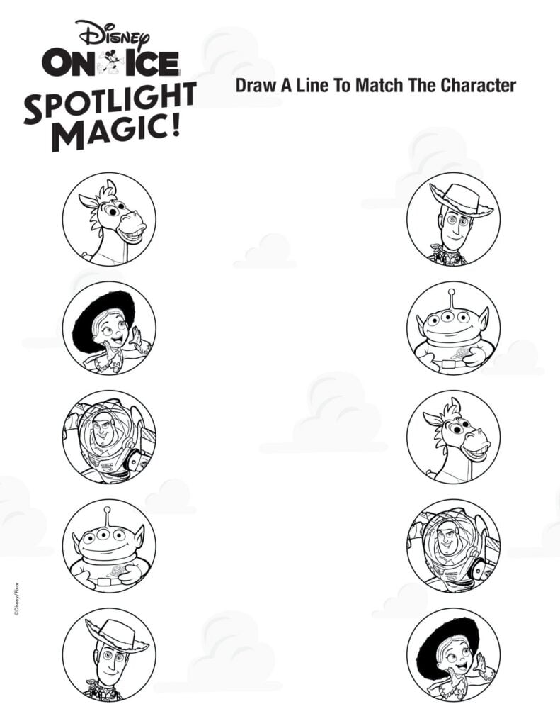 draw a line to match the character with characters from Toy Story